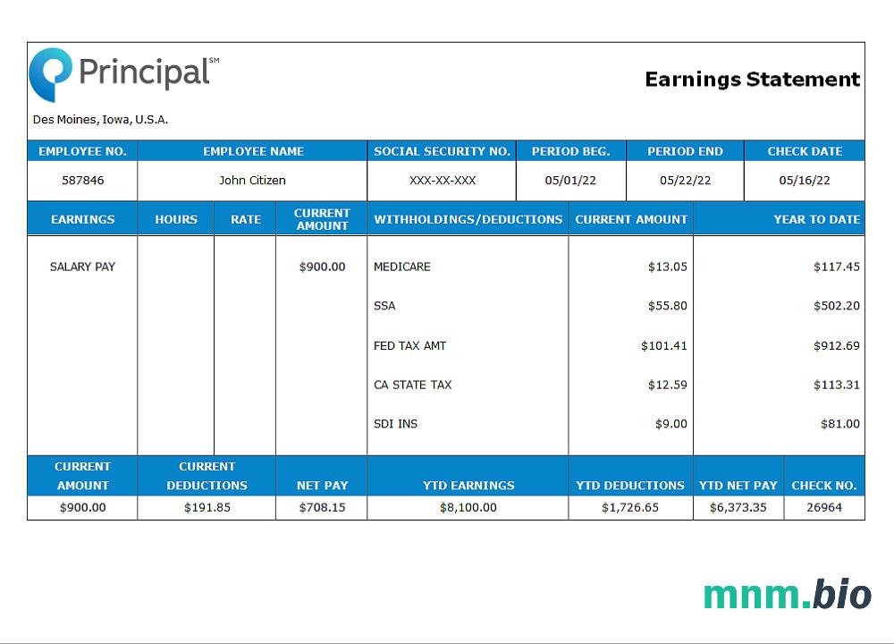 USA financial company earning statement